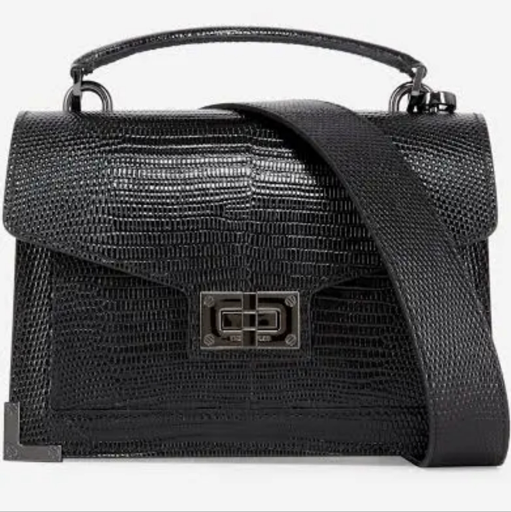 The Kooples Small Emily Bag In Black Lizard, LEATHER. Excellent Condition.